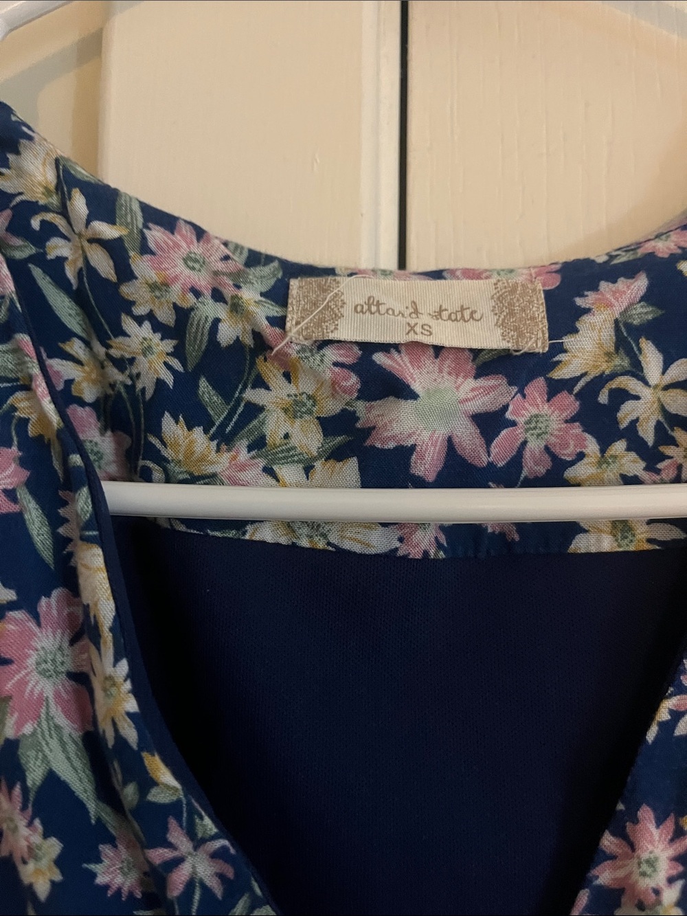 Altar'd State Navy Floral Short Sleeve V-Neck Dress Size XS - Picture 3 of 6